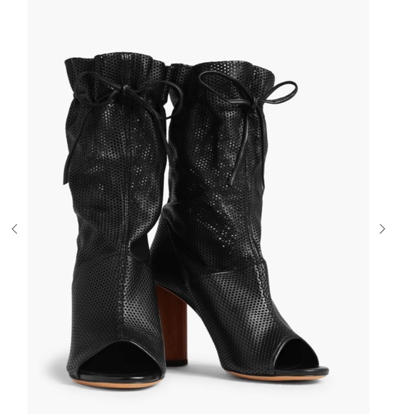 IRO Paris Dairel Perforated Leather Ankle bBoots Black NIB 38/7.5 Open Toe - Picture 11 of 11